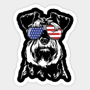 Proud Miniature Schnauzer American Flag patriotic dog Sticker